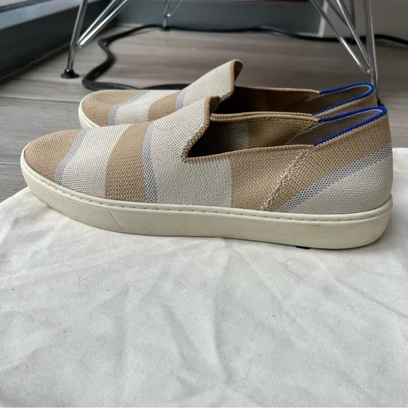 EUC 10.5 Rothy’s Birch Stripe Neutral Sneakers - Picture 4 of 7